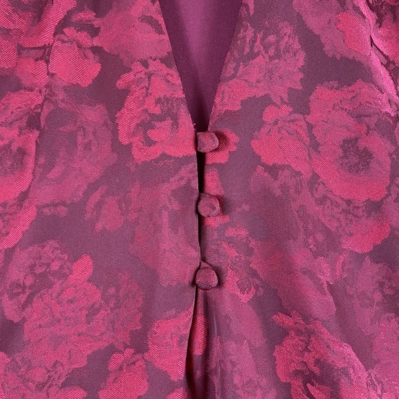 Anthropologie g. p. d. Jacquard Tunic‎ Mini Dress Sz M Red Floral Flutter Date - Picture 4 of 12